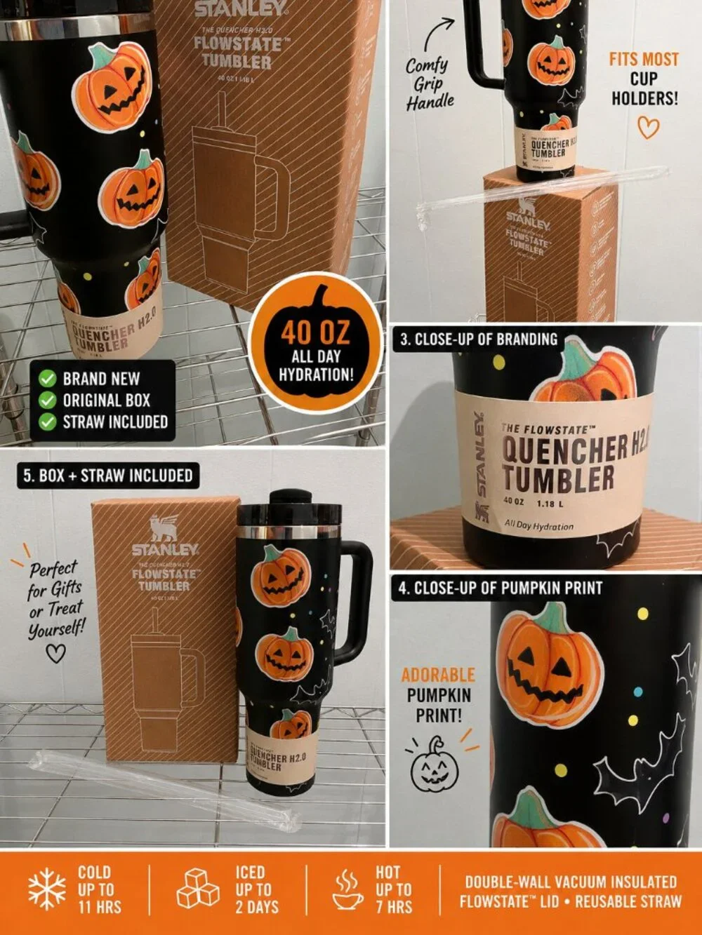 Halloween Stanley Quencher H2.0 Flow State Tumbler 40 oz - Picture 2 of 3